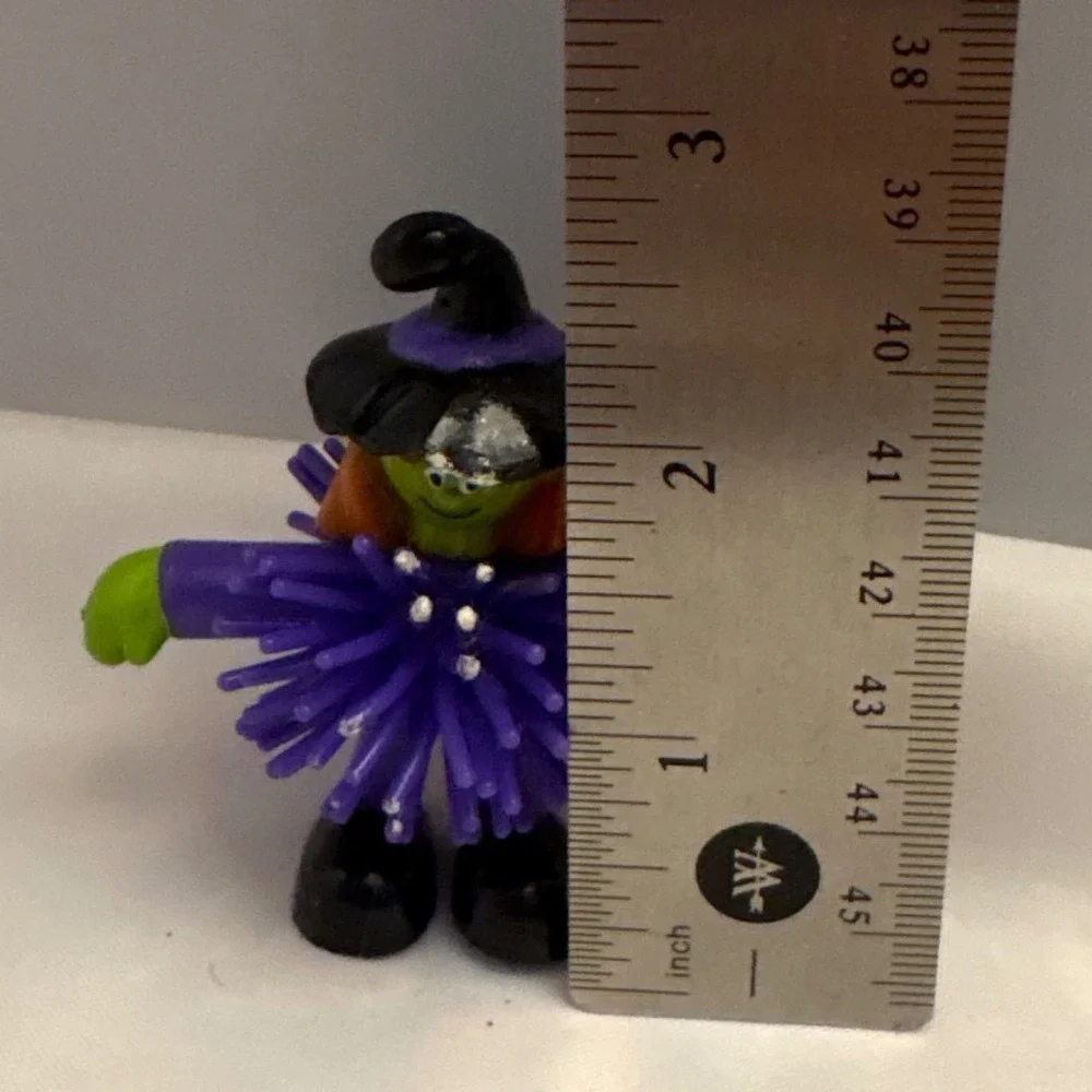 Vintage Halloween Witch Figure Toy Purple Spiky Hair Decoration Decor Koosh Ball